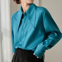 Women's Blouse Long Sleeve Blouses Button Casual Simple Style Simple Solid Color main image 4