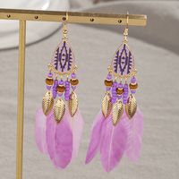 Ethnic Style Geometric Feather Tassel Plating Women's Drop Earrings 1 Pair sku image 7