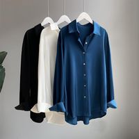 Women's Blouse Long Sleeve Blouses Button Simple Style Classic Style Simple Solid Color main image 5