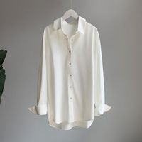 Women's Blouse Long Sleeve Blouses Button Simple Style Classic Style Simple Solid Color main image 2