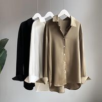 Women's Blouse Long Sleeve Blouses Button Simple Style Classic Style Simple Solid Color main image 3