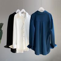 Women's Blouse Long Sleeve Blouses Button Simple Style Classic Style Simple Solid Color main image 4