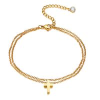 Simple Style Cross 201 Stainless Steel Plating Inlay Zircon Gold Plated Women's Anklet main image 4