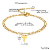 Simple Style Cross 201 Stainless Steel Plating Inlay Zircon Gold Plated Women's Anklet main image 3
