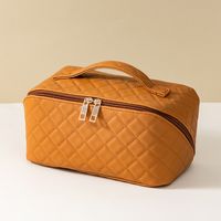 Women's Large All Seasons Pu Leather Lingge Basic Square Zipper Cosmetic Bag sku image 1