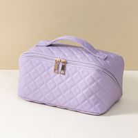 Women's Large All Seasons Pu Leather Lingge Basic Square Zipper Cosmetic Bag sku image 2