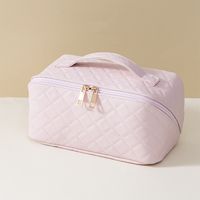 Women's Large All Seasons Pu Leather Lingge Basic Square Zipper Cosmetic Bag sku image 5