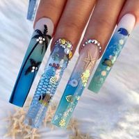 French Style Shiny Marble Flower Butterfly Abs Wear Manicure 1 Set main image 4