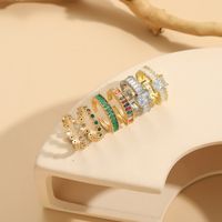 Elegant Luxurious Classic Style Square Copper Plating Inlay Zircon 14k Gold Plated Open Rings main image 7