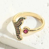 Elegant Luxurious Flower Copper Plating Inlay Zircon 14k Gold Plated Open Rings sku image 4
