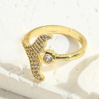 Elegant Luxurious Flower Copper Plating Inlay Zircon 14k Gold Plated Open Rings sku image 3