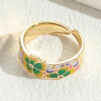 Elegant Luxuriös Blume Kupfer Überzug Inlay Zirkon 14 Karat Vergoldet Offener Ring sku image 5