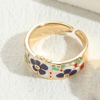 Elegant Luxurious Flower Copper Plating Inlay Zircon 14k Gold Plated Open Rings sku image 6