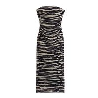 Femmes Robe Fourreau Vêtement De Rue Sans Bretelles Impression Reliure Contrastée Sans Manches Bloc De Couleur Maxi Longue Robe Fête Rue main image 4