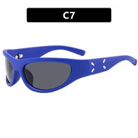 Exaggerated Punk Streetwear Geometric Ac Special-shaped Mirror Full Frame Sports Sunglasses sku image 7