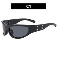 Exaggerated Punk Streetwear Geometric Ac Special-shaped Mirror Full Frame Sports Sunglasses sku image 1