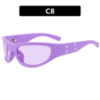 Exaggerated Punk Streetwear Geometric Ac Special-shaped Mirror Full Frame Sports Sunglasses sku image 8