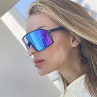 Punk Streetwear Solid Color Pc Special-shaped Mirror Full Frame Sports Sunglasses main image 3
