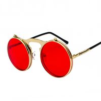 Retro Solid Color Ac Round Frame Full Frame Women's Sunglasses sku image 10