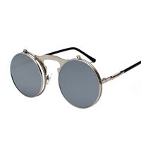 Retro Solid Color Ac Round Frame Full Frame Women's Sunglasses sku image 5