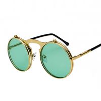 Retro Solid Color Ac Round Frame Full Frame Women's Sunglasses sku image 9
