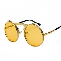 Retro Solid Color Ac Round Frame Full Frame Women's Sunglasses sku image 12