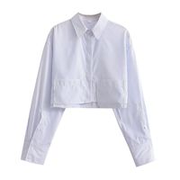 Women's Blouse Long Sleeve Blouses Pocket British Style Solid Color main image 5