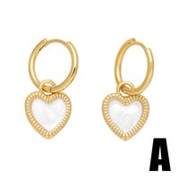 1 Piece Fashion Simple Style Heart Shape Plating Inlay Copper Shell Zircon 18k Gold Plated Drop Earrings main image 3