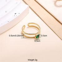 Lady Solid Color Stainless Steel Plating Inlay Zircon 18k Gold Plated Open Rings sku image 1