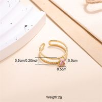 Lady Solid Color Stainless Steel Plating Inlay Zircon 18k Gold Plated Open Rings sku image 2
