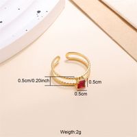 Lady Solid Color Stainless Steel Plating Inlay Zircon 18k Gold Plated Open Rings sku image 3