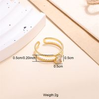 Lady Solid Color Stainless Steel Plating Inlay Zircon 18k Gold Plated Open Rings sku image 4