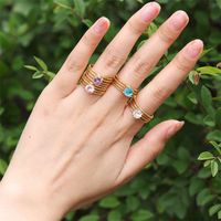Classic Style Solid Color Stainless Steel Plating Inlay Zircon 18k Gold Plated Open Rings main image 4