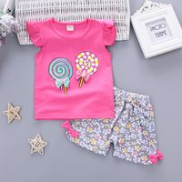 Cute Ditsy Floral Candy Cotton Girls Clothing Sets sku image 9