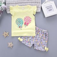 Cute Ditsy Floral Candy Cotton Girls Clothing Sets sku image 5