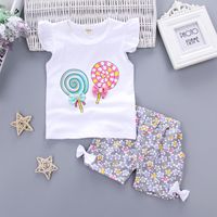 Cute Ditsy Floral Candy Cotton Girls Clothing Sets sku image 2