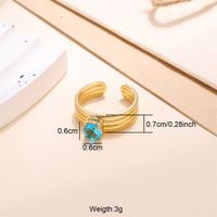 Classic Style Solid Color Stainless Steel Plating Inlay Zircon 18k Gold Plated Open Rings sku image 1