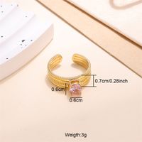 Classic Style Solid Color Stainless Steel Plating Inlay Zircon 18k Gold Plated Open Rings sku image 2