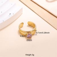 Classic Style Solid Color Stainless Steel Plating Inlay Zircon 18k Gold Plated Open Rings sku image 3