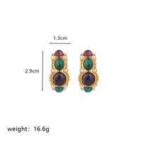 1 Pair Commute Round Plating Inlay Imitation Pearl Copper Turquoise Agate 18k Gold Plated Drop Earrings Ear Studs sku image 2