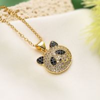 Retro Simple Style Panda Cat Copper Plating Inlay Zircon 18k Gold Plated Pendant Necklace main image 2