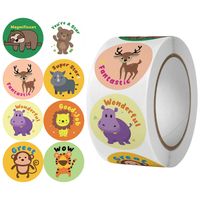 500 Stickers/roll Stickers Reward Encouraging Stickers Children Inspirational Kindergarten Primary School Little Red Flower Cute Animal Labels main image 1