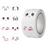 Cute Funny 8 Kinds Expression Toys Smiling Face Stickers Teacher Children Reward Label Sealing Paste 500 Pcs/roll main image 6