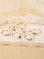 Wholesale Jewelry Elegant Luxurious Water Droplets Metal Copper Brass Zircon Gold Plated Plating Rings main image 1