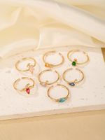 Wholesale Jewelry Elegant Luxurious Water Droplets Metal Copper Brass Zircon Gold Plated Plating Rings main image 10