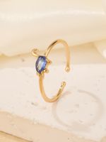 Wholesale Jewelry Elegant Luxurious Water Droplets Metal Copper Brass Zircon Gold Plated Plating Rings main image 7