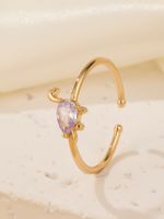 Wholesale Jewelry Elegant Luxurious Water Droplets Metal Copper Brass Zircon Gold Plated Plating Rings main image 3