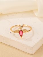 Wholesale Jewelry Elegant Luxurious Water Droplets Metal Copper Brass Zircon Gold Plated Plating Rings sku image 1