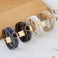 Décontractée Style Simple Forme De Cœur Faux Cuir Alliage Incruster Strass Femmes Bracelet main image 1