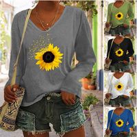 Women's T-shirt Long Sleeve T-shirts Casual Sunflower main image 6
